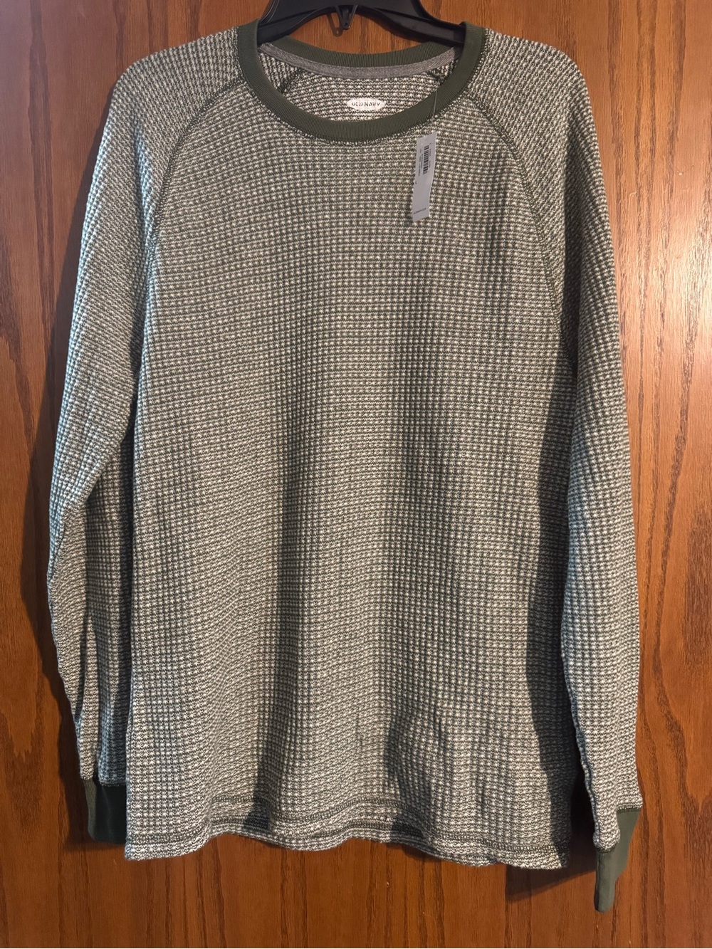 Old Navy Olive Green Waffle-Knit Crewneck Sweater